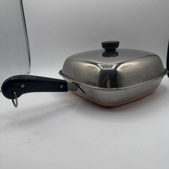 Revere Ware Other - Revere Ware USA Small Square Copper Bottom Pot Fry Pan Skillet Bacon Clean